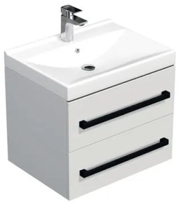 Kúpeľňová skrinka s čiernou úchytkou a umývadlom SAT Cube Way 60x53x46 cm biely lesk CUBE46C602BIVER, 1 ks