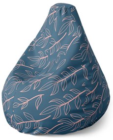 Sablio Sedací vak Pear Ružové maľované lístky - 70 x 95 x 15 cm