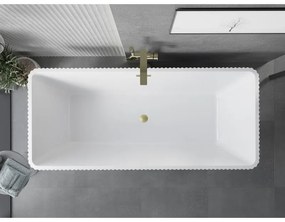 Mexen Tava, voľne stojaca ryhovaná vaňa 170 x 75 cm, biela-čierna, zlatý matný prepad, 52851707575-55