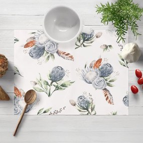 Biante Bavlnené prestieranie na stôl Sandra SA-707 Modré kvety Protea na bielom 30x40 cm