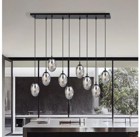 Luster na lanku ASTRAL 9xE14/10W/230V čierna/dymová
