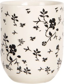 Porcelánový kalíšok na čaj s čiernymi kvietkami - ∅ 6 * 8 cm / 0,1l