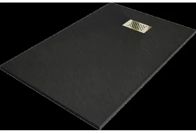 Mexen Hugo obdĺžnikový sprchový box SMC 100 x 90 cm, čierny, zlatý kryt - 42709010-G