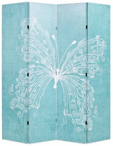 Skladací paraván, 160x170 cm, potlač s motýľmi, modrý 245886