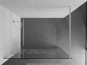 Mexen Kioto, Walk-In sprchová zástena 110 x 200 cm, 8mm sklo číre/biely vzor, biely profil, 800-110-101-20-85
