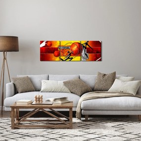 Obraz - Maľba ľudskosti (s hodinami) (90x30 cm)