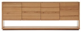Nízka komoda v dekore duba v prírodnej farbe 200x74 cm Alguema – Kave Home