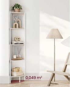 5-poschodová rohová polica, polica na knihy s polyratanovými stranami, svetlá béžová