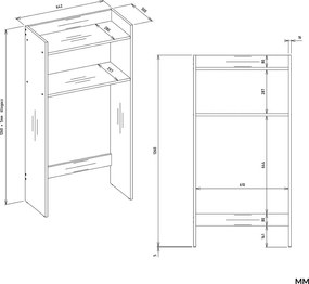 Kúpeľňový regál nad práčku NINA biely