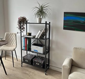 Pojazdný regál GESTEL 4 police čierny