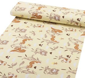 Biante Detské bavlnené posteľné obliečky do postieľky Sandra SA-700 Veveričky a ježkovia na svetlo vanilkovom Do postieľky 90x140 a 50x70 cm