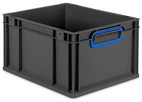 Sada 8 kusov - Eurobox Next Gen 2.0 Cycle - Stohovateľný kontajner s uzavretými rukoväťami - Modrý - 400 x 300 x 220 mm - Antracit