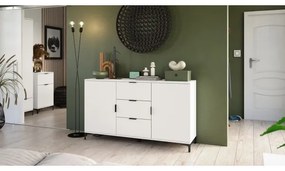 Komoda LORA biela so zásuvkami a dvierkami