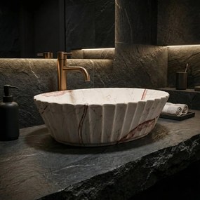 Rea Samanta Zen, umývadlo na dosku 500×380×135 mm, béžová imitácia kameňa matná, REA-U3532