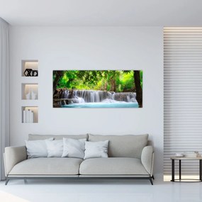 Obraz - modrý vodopád (120x50 cm)