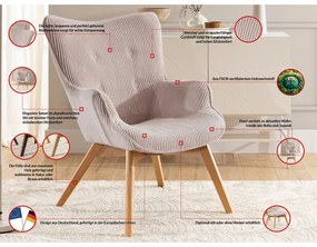 Svetloružové menčestrové kreslo s podnožkou Niko – Ropez