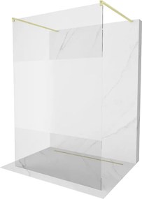 Mexen Kioto, sprchová zástena Walk-In 100 x 200 cm, 8mm číre sklo-námraza, zlatý matný profil, 800-100-002-55-35