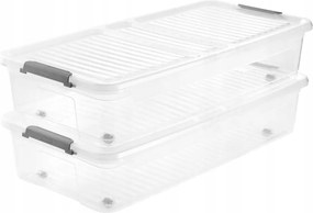 Úložný box s vekom a kolieskami pod posteľ, KEEEPER CLIPBOX LEO 33L, 77 x 38 x 16 cm