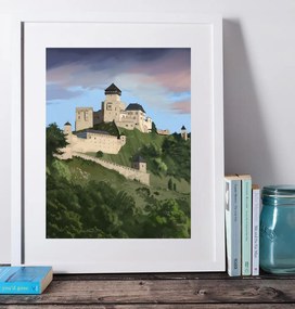 Poster Trenčiansky hrad - Poster A3 + čierny rám (46,8€)