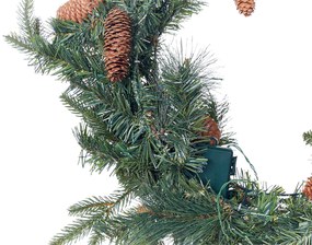 Vianočný veniec so svetielkami ⌀ 60 cm zelený KAMERUN Beliani