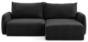 Čierna rozkladacia/s úložným priestorom rohová pohovka (pravý roh) Kalena – Makamii