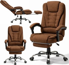 Kancelárske kreslo BOSS s podnožkou - hnedá textília
