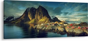 Obraz rybárskej dediny v Nórsku (120x50 cm)