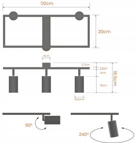 Bodové svietidlo 3xGU10/30W/230V čierne