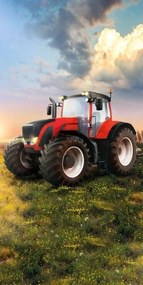 FARO -  FARO Osuška Traktor červený Bavlna - Froté, 70/140 cm