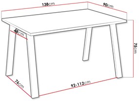 Jedálenský stôl Klauda 138x90 (dub artisan). Vlastná spoľahlivá doprava až k Vám domov. 1122374