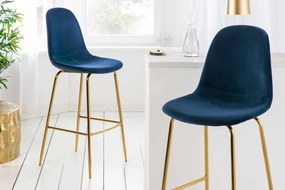 Modrá zamatová barová stolička Scandinavia »