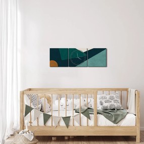 Obraz - Kubistická abstrakcia (s hodinami) (90x30 cm)
