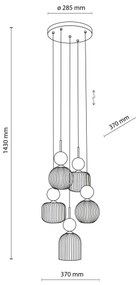 Závesný luster SOPHIA na lane 5xE14/10W/230V čierna/zelená/dymová béžová
