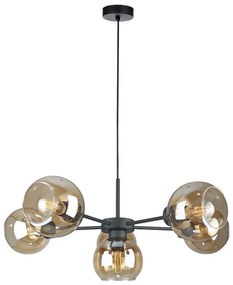 Luster na lanku KALIOPE 6xE27/60W/230V čierna/dymová béžová