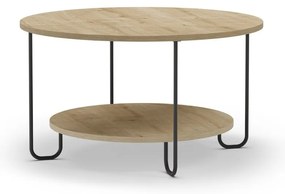 Okrúhly konferenčný stolík s doskou v dubovom dekore v prírodnej farbe ø 80 cm Tonka – Marckeric