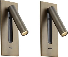 Sada 2 moderných nástenných svietidiel tmavý bronz vrátane LED - Plaza