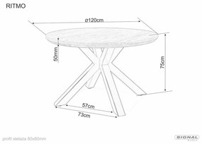 Signal Jedálenský stôl RITMO dub/ČIERNY RÁM FI 120