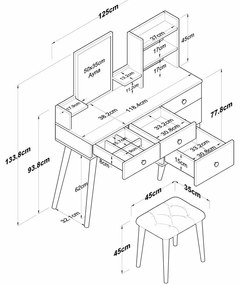 Kozmetický stolík Bela White so stoličkou