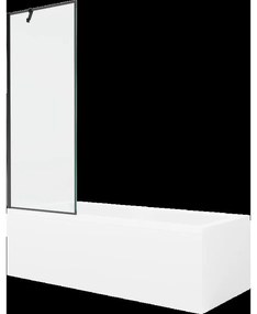 Mexen Cubik obdĺžniková vaňa 160 x 70 cm s obkladom a 1-krídlovou sprchovou zástenou 70 cm, Čierny vzor - 550316070X9507007070