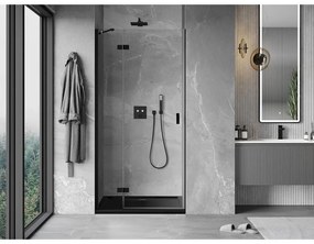 Mexen Mist-H, 1-krídlové sprchové dvere ľavé 110 cm, číre sklo, čierny profil, 8A5-110-000-70-00-L