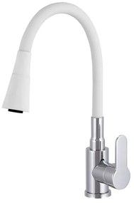 Gamma Flex 3000, stojanková drezová batéria s flexibilným ramenom, biela matná-chrómová, GMA-BFX-3000WH