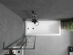 Mexen Next L, 1-krídlová vaňová zástena 50 x 150 cm, 6mm číre sklo-čierny vzor, grafitový profil, 895-050-000-03-77-95