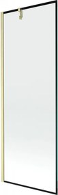 Mexen Next, 1-krídlová vaňová zástena 70 x 150 cm, 6mm číre sklo - čierny vzor, zlatá matná, 895-070-000-00-70-55