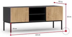 TV stolík LANZA 2 - čierna/artisan