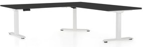 Výškovo nastaviteľný stôl OfficeTech Angle, 180 x 200 cm, biela podnož, čierna