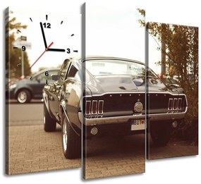 Gario Obraz s hodinami Ford Mustang, 55laney69 - 3 dielny Rozmery: 90 x 70 cm