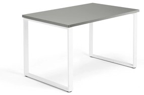 Kancelársky stôl QBUS, O-rám, 1200x800 mm, biela, svetlošedá