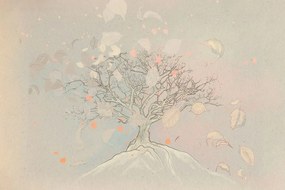 Tapeta kreslený jesenný strom - 225x150