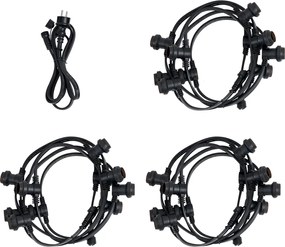 Prepojiteľné čierne girlandové osvetlenie so zástrčkou 18 m vrátane E27 P45 30-svetiel IP44 - Lubber