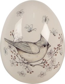 Dekorácia keramické vajíčko s vtáčikom - Ø 13*16 cm